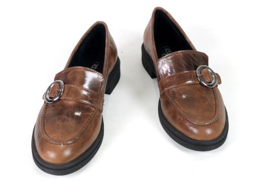 Women's Leather Loafers Isabella Romano in Light Cognac Mélange