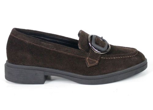 Mocasini damă Giulia Bellini din velur natural maro închis