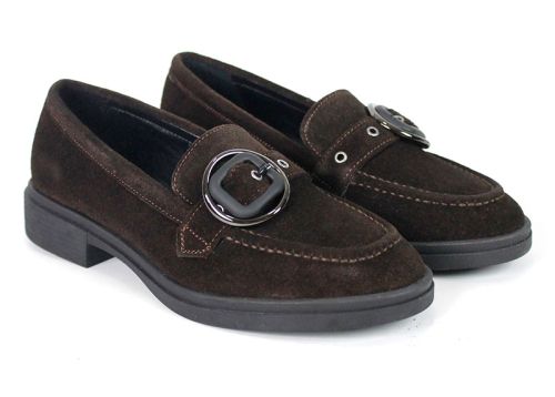 Mocasini damă Giulia Bellini din velur natural maro închis
