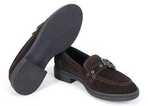 Mocasini damă Giulia Bellini din velur natural maro închis