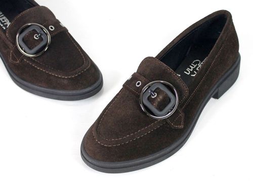 Mocasini eleganți damă din velur natural