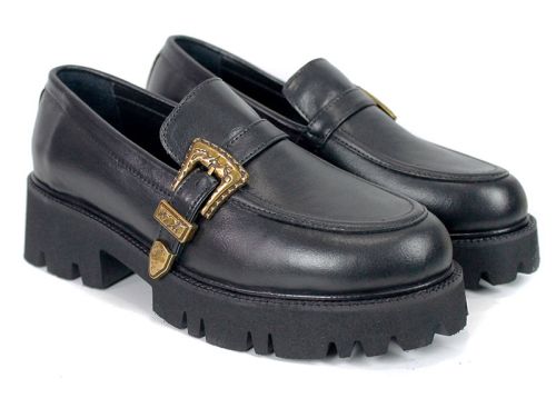 Camilla Verdi premium women's genuine leather shoes in black.