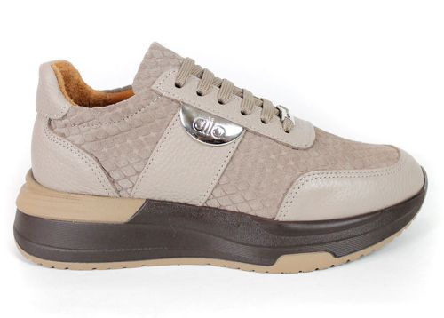 Pantofi sport Lucia Ferraro din piele întoarsă naturală embosată și piele naturală în culoare taupe.