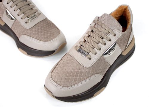 Pantofi sport premium Lucia Ferraro din piele întoarsă embosată și piele naturală.
