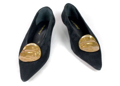 Pantofi eleganți de damă din piele întoarsă naturală neagră – Carlotta Ricci