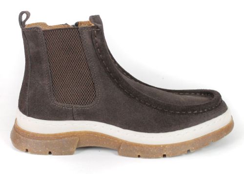 Botine de damă Mara Vellini din piele întoarsă naturală maro închis