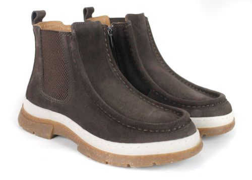Mara Vellini – Botine de damă din piele întoarsă naturală maro închis, stil sport-casual