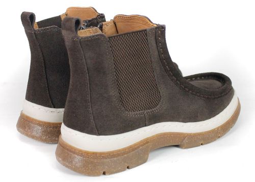 Mara Vellini – Botine de damă din piele întoarsă naturală maro închis, stil sport-casual