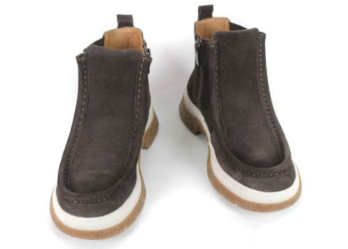 Mara Vellini – Botine de damă din piele întoarsă naturală maro închis, stil sport-casual