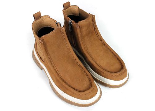 Women's suede ankle boots with elastic side panel – Mara Vellini