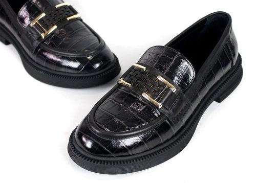 Mocasini eleganți de damă Terra Classica din piele naturală croco