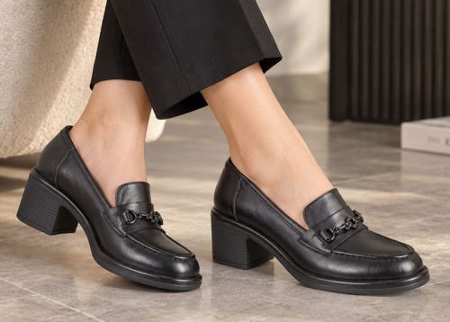 Mocasini eleganți de damă Giulia Moretti din piele naturală cu toc stabil