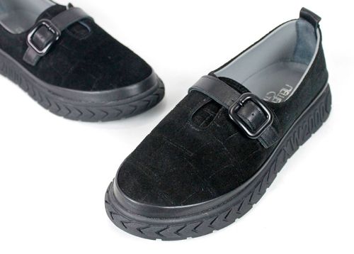 Pantofi de damă Lucia Ferrero din piele întoarsă cu efect croco și talpă texturată