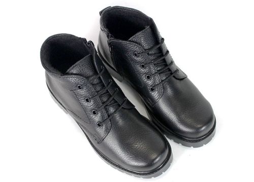 Vert Élégant – ghete tip chukka de damă din piele naturală neagră cu căptușeală călduroasă