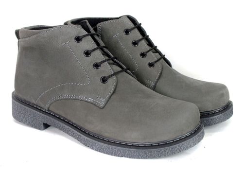 Vert Élégant – ghete de iarnă tip chukka pentru femei din nubuc natural gri cu căptușeală călduroasă