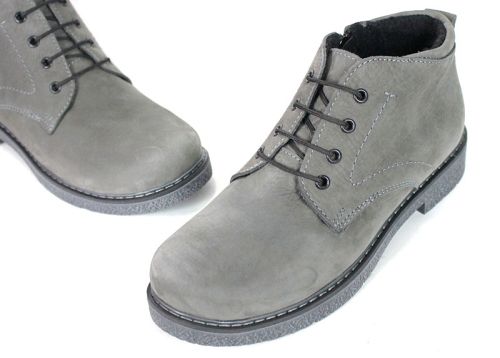 Vert Élégant – ghete de iarnă tip chukka pentru femei din nubuc natural gri cu căptușeală călduroasă