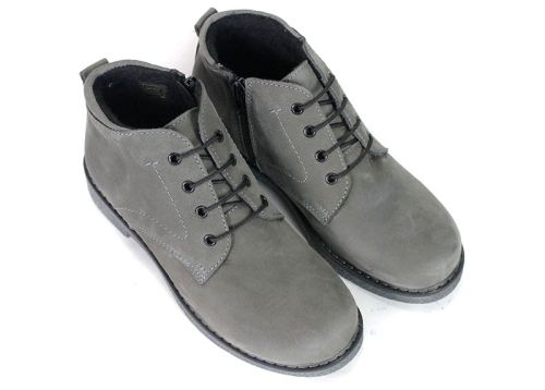 Vert Élégant – ghete de iarnă tip chukka pentru femei din nubuc natural gri cu căptușeală călduroasă