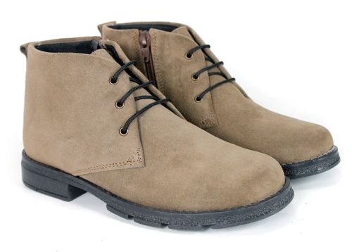 Siena Bellini – ghete tip chukka de damă din piele întoarsă naturală, culoare vizon