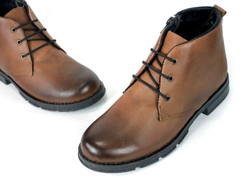 Siena Bellini – ghete tip chukka de damă din piele naturală maro deschis
