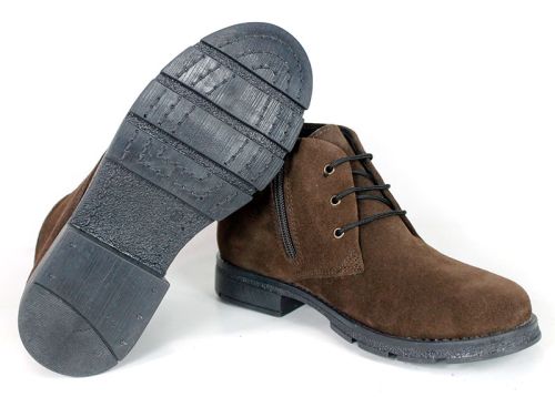 Siena Bellini – ghete tip chukka de damă din piele întoarsă naturală maro închis