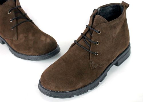 Siena Bellini – ghete tip chukka de damă din piele întoarsă naturală maro închis