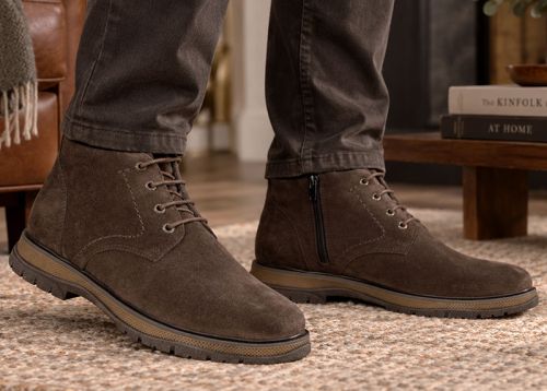 Ghete din piele întoarsă Lorenzo Vidal cu talpă stabilă cu profil