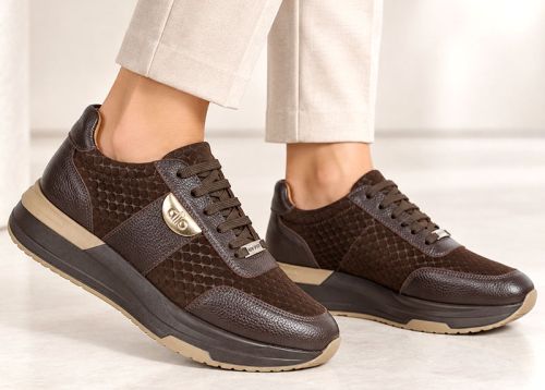 Lucia Ferraro women's sporty shoes in genuine leather and embossed suede