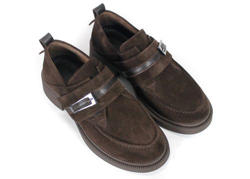 Bianca Rinaldi – mocasini de damă din piele întoarsă naturală maro închis