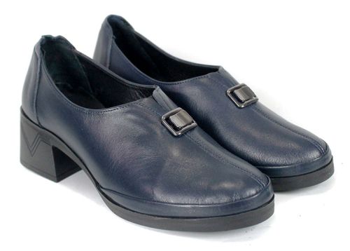 Pantofi de damă Alessia Romano din piele naturală bleumarin, cu toc mediu