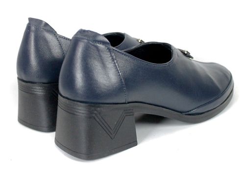 Pantofi de damă Alessia Romano din piele naturală bleumarin, cu toc mediu