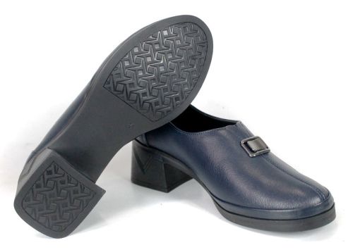Pantofi de damă Alessia Romano din piele naturală bleumarin, cu toc mediu