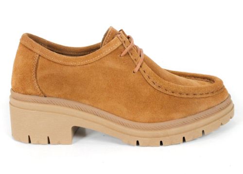 Mocasini de damă Francesca Morelli din piele întoarsă naturală maro deschis