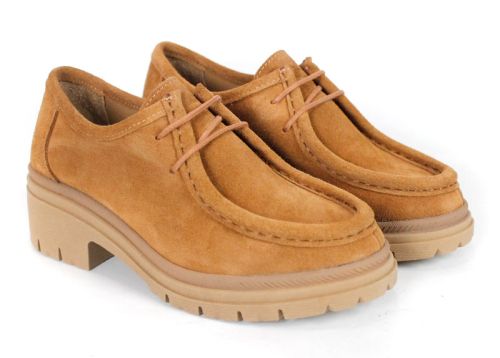 Mocasini de damă Francesca Morelli din piele întoarsă naturală maro deschis