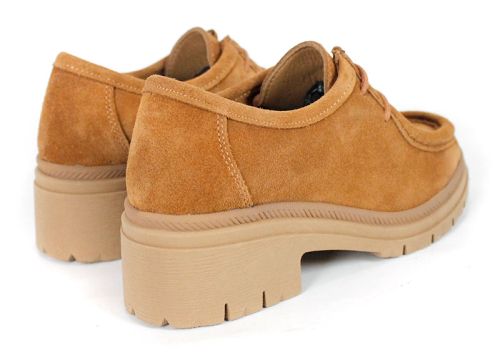 Mocasini de damă Francesca Morelli din piele întoarsă naturală maro deschis