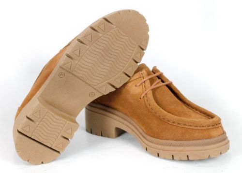 Mocasini de damă Francesca Morelli din piele întoarsă naturală maro deschis