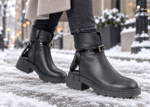 PESHTERA Serena Bellini ghete negre din piele naturală