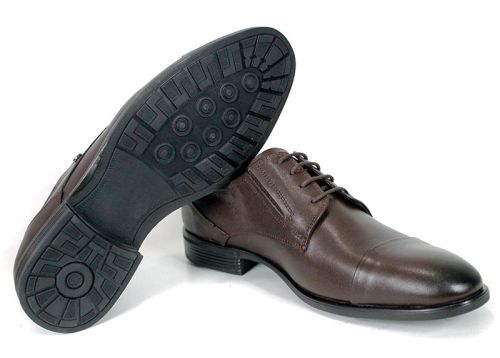 Pantofi eleganți maro închis pentru bărbați din piele naturală Luca Bernardi