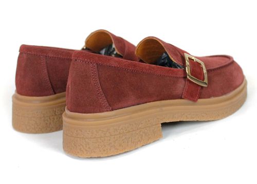 Valeria Monti – mocasini de damă din piele întoarsă naturală bordo