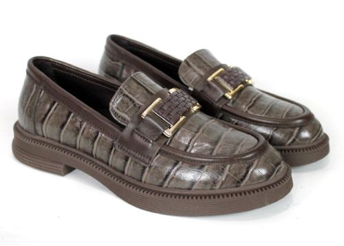 Terra Classica – Women's Genuine Leather Croc-Embossed Loafers in Mink Taupe