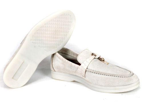 Camilla Ferraro – mocasini de damă din piele întoarsă naturală bej
