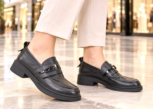 Bianca Rinaldi – pantofi loafer de damă din piele naturală neagră