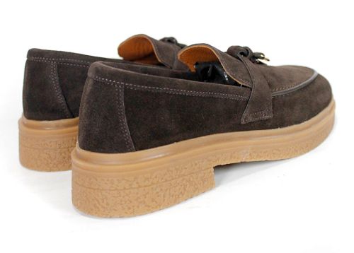 Serena Bellucci – Women's Loafers in Dark Brown Genuine Suede