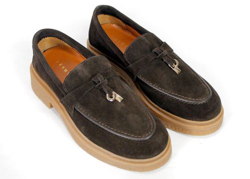Serena Bellucci – Women's Loafers in Dark Brown Genuine Suede
