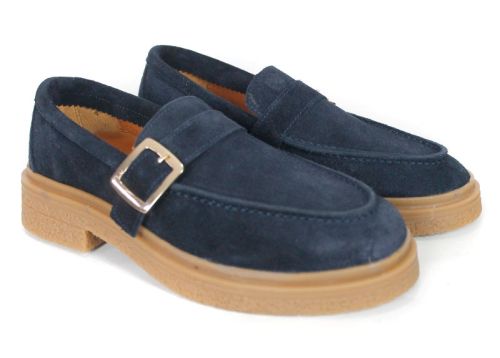 Valeria Monti – mocasini pentru femei din piele velur naturală bleumarin
