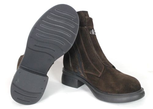Elisa Marconi – botine de damă din piele velur naturală maro închis