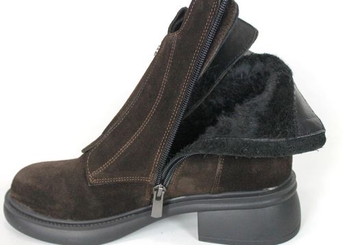 Elisa Marconi – botine de damă din piele velur naturală maro închis
