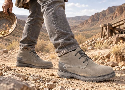 Men's grey nubuck winter chukka boots with warm lining