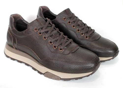 Enzo Carletti – sneakers pentru bărbați din piele naturală granulată maro închis