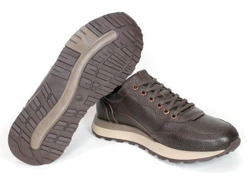 Enzo Carletti – sneakers pentru bărbați din piele naturală granulată maro închis