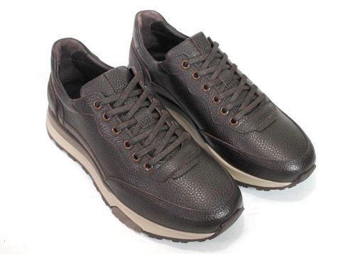 Enzo Carletti – sneakers pentru bărbați din piele naturală granulată maro închis